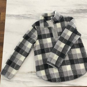 Half zip Sherpa shacket.